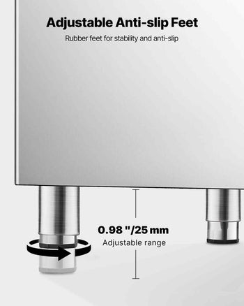 Commercial Ice Maker Storage Bin, 300 LBS Capacity Stainless Steel Ice-Bin, Commercial Ice Storage Bin with Adjustable Anti-slip Rubber Feet, Suitable for Restaurant, Hotel and Beverage Shops