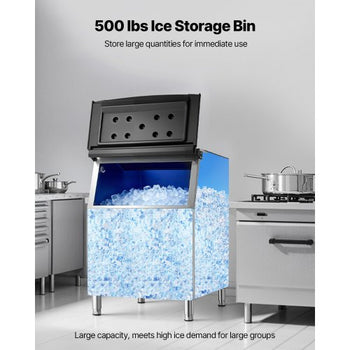 Commercial Ice Maker Storage Bin, 500 LBS Capacity Ice-Bin, Stainless Steel Commercial Ice Storage Bin with Adjustable Anti-slip Rubber Feet, Suitable for Restaurant Hotel and Beverage Shops