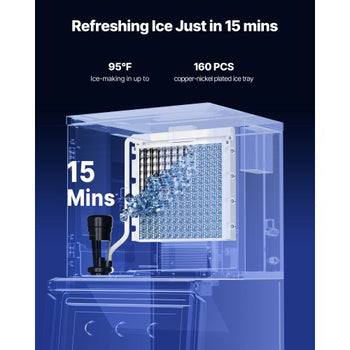 Commercial Ice Maker Machine - Head, 360 Lbs/Day Stainless Steel Ice Machine with Self-Cleaning, Scheduled Ice-Making, Adjustable Thickness, Ideal for Restaurant Bar Cafe Hotel - Head Only