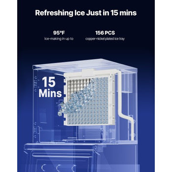 Commercial Ice Maker Machine - Head, 360 Lbs/Day Stainless Steel Ice Machine with Self-Cleaning, 156 PCS Ice Tray, Adjustable Thickness, Ideal for Restaurant Bar Cafe Hotel - Head Only