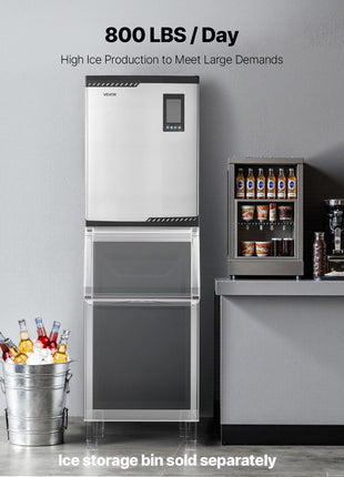 Commercial Ice Maker Machine - Head, 800 Lbs/Day Stainless Steel Ice Machine with Scheduled Ice-Making, Self-Cleaning, Adjustable Thickness, Ideal for Restaurant Bar Cafe Hotel - Head Only