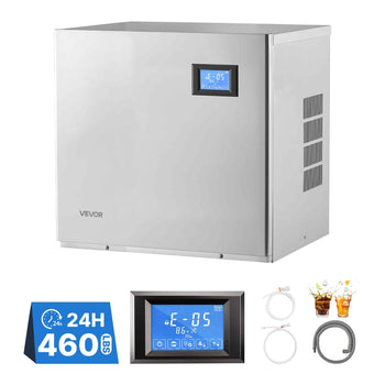 Commercial Ice Maker Machine 460 Lbs/24H Stainless Steel Head Only, Ice-Making for Restaurant Bar Cafe Hotel, Ice Ready in 15 Mins, with Self-Cleaning, 156 pcs Ice Tray, Adjustable Thickness