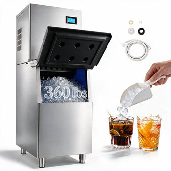 Commercial Ice Maker Machine, 360LBS/24H Ice-Making Machine with 250LBS Large Storage Bin, Auto Self-Cleaning Ice Maker with Touchscreen for Bar Cafe Restaurant Business Commercial