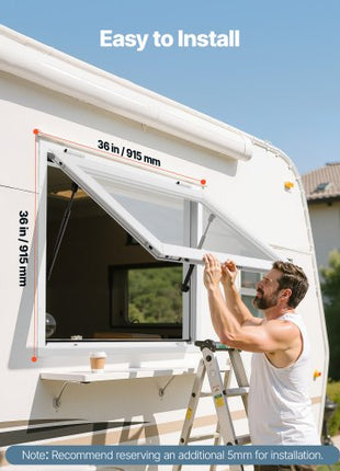 Concession Window 36x36 in, Aluminum Alloy Frame Service Window for Food Truck, Up to 85 Degrees Stand Serving Window with Awning Door and Drag Hook, Rainwater Resistant for Concession Trailers