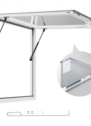 Concession Window 36x36 in, Aluminum Alloy Frame Service Window for Food Truck, Up to 85 Degrees Stand Serving Window with Awning Door and Drag Hook, Rainwater Resistant for Concession Trailers