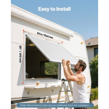 Concession Window 60x36 in, Aluminum Alloy Frame Service Window for Food Truck, Up to 85 Degrees Stand Serving Window with Awning Door and Drag Hook, Rainwater Resistant for Concession Trailers