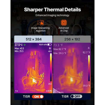 Pro Thermal Imaging Camera, Upgraded 512 x 384 TISR Super Resolution, 3.45" LCD Infrared Thermal Imager with 2MP Visual Camera, 25HZ Refresh Rate, -4°F - 1022°F, 4 Image Modes & 7 Color Palettes