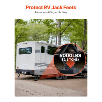 RV Leveling Pads, 4-Pack Rubber Trailer Jack Pads, Each with 5000 lbs Capacity, Standard Jack Stabilizer Pad with Large Surface Area, Ideal for Scissor Jack Feet 5th Wheels Class A/C Motorhomes