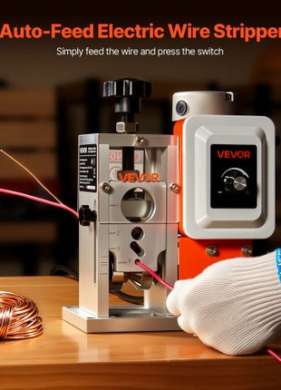Electric Wire Stripping Machine, 0.06-1.57 in, 400W Automatic Motorized Cable Stripper, 9.84 IPS (15 m/min) Wire Peeler with Blades, V-Shaped Rollers, Cooling Fan, for Scrap Copper Recycling