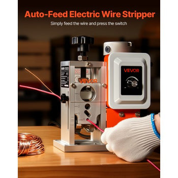 Electric Wire Stripping Machine, 0.06-1.57 in, 400W Automatic Motorized Cable Stripper, 9.84 IPS (15 m/min) Wire Peeler with Blades, V-Shaped Rollers, Cooling Fan, for Scrap Copper Recycling