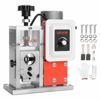 Electric Wire Stripping Machine, 0.06-1.57 in, 400W Automatic Motorized Cable Stripper, 9.84 IPS (15 m/min) Wire Peeler with Blades, V-Shaped Rollers, Cooling Fan, for Scrap Copper Recycling
