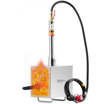 Portable Propane Forge, 1 Burner Farrier Forge, 2600? Tool and Knife Making Blacksmithing Gas Forge, Large Capacity Square Stainless Steel Gas Forging Tools and Equipment for Metal Forging
