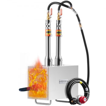Portable Propane Forge, 2 Burner Farrier Forge, 2600? Tool and Knife Making Blacksmithing Gas Forge, Large Capacity Square Stainless Steel Gas Forging Tools and Equipment for Metal Forging