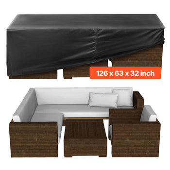 Patio Furniture Cover, 420D Heavy Duty Waterproof Outdoor Dining Table and Chairs Cover, Large Rectangular Patio Table Covers with Air Vent for All Weather, 126L x 63W x 28H inch, Black