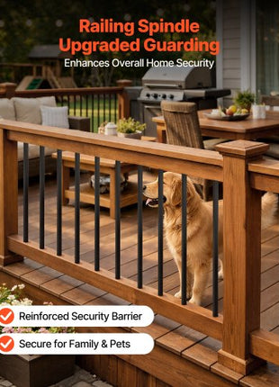 125 Pack Deck Balusters, 3/4 in Square x 26 in Long Aluminum Railing Spindles, Hollow Metal Decking Stair Balusters with Connectors, Screws, for Deck, Porch & Staircase Railing Fence, Black