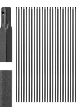 Staircase Balusters 31 Pack, 44 Inch Durable Carbon Steel Stair Balusters, 0.5 Inch Indoor Square Metal Spindle Railing, Corrosion-Proof Hollow Deck Railing with Pre-Drilled Holes, Matte Black