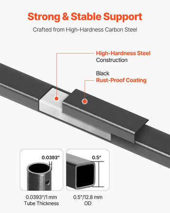 Staircase Balusters 31 Pack, 44 Inch Durable Carbon Steel Stair Balusters, 0.5 Inch Indoor Square Metal Spindle Railing, Corrosion-Proof Hollow Deck Railing with Pre-Drilled Holes, Matte Black