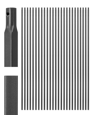 Staircase Balusters 31 Pack, 44 Inch Durable Carbon Steel Stair Balusters, 0.5 Inch Indoor Square Metal Spindle Railing, Corrosion-Proof Hollow Deck Railing with Pre-Drilled Holes, Matte Black
