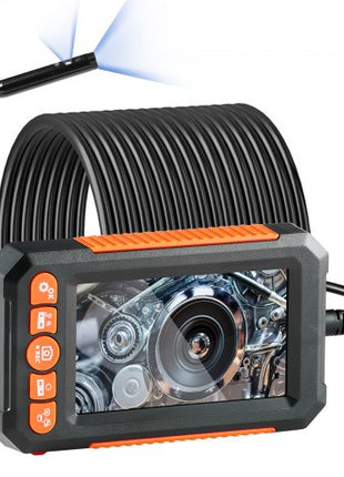 Endoscope Camera with Light, Dual Lens Borescope with 49.2FT Semi-Rigid Cable, 4.3" Screen 1080P Inspection Camera, 8 + 1 LED Lights, 4X Zoom, IP67 Waterproof Snake Camera for Auto, Plumbing