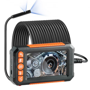 Endoscope Camera with Light, Dual Lens Borescope with 49.2FT Semi-Rigid Cable, 4.3" Screen 1080P Inspection Camera, 8 + 1 LED Lights, 4X Zoom, IP67 Waterproof Snake Camera for Auto, Plumbing