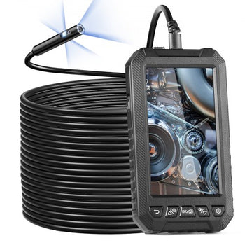 Endoscope Camera with Light, Triple Lens Borescope with 49.2FT Semi-Rigid Cable, 5" Screen 1080P Inspection Camera, 8 + 2 LED Lights, IP67 Waterproof Snake Camera for Auto, Plumbing (32GB Card)