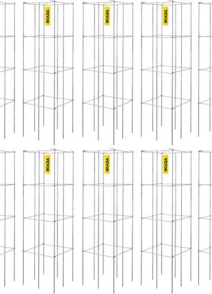 Tomato Cages, 11.8\" x 11.8\" x 46.1\", 10 Packs Square Plant Support Cages, Silver PVC-Coated Steel Tomato Towers for Climbing Vegetables, Plants, Flowers, Fruits