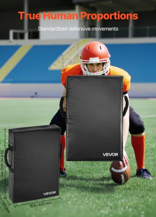 Football Blocking Dummy, 24x16 in Blocking Pads, Kick Shield Pad with Handles, High-Density Sponge Tackle Dummies, Heavy Duty Training Equipment for Basketball Hockey Lacrosse, Black, 2PCS