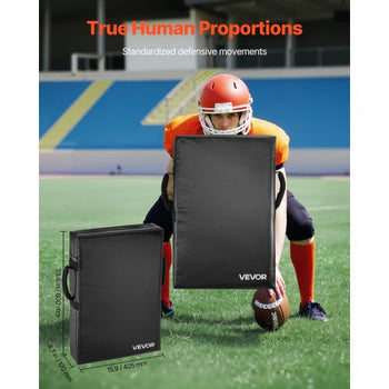 Football Blocking Dummy, 24x16 in Blocking Pads, Kick Shield Pad with Handles, High-Density Sponge Tackle Dummies, Heavy Duty Training Equipment for Basketball Hockey Lacrosse, Black, 2PCS