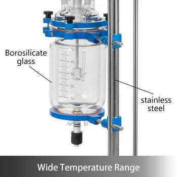 Jacketed Reactor 5L Laboratory Glass Reactor, Jacketed Glass Reactor, Chemical Reaction Vessel, Lab Jacketed Reactor, Reaction Vessel Chemistry, With Digital Display, For Reaction Distillation