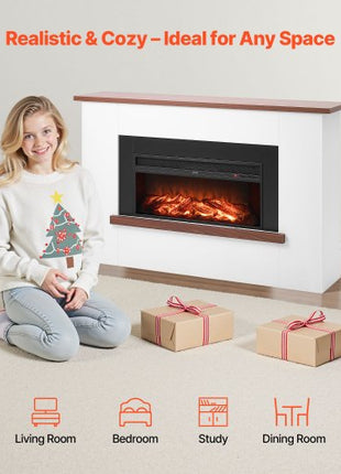 65.5 inch Freestanding Fireplaces, 1500W 5120BTU Fake Electric Fireplace Stove Heater with Mantel, Overheating Protection, Adjustable Flames,Timer, Remote, for Living Room,Bedroom