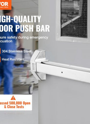 Door Push Bar Panic Exit Device, 31 Stainless Steel Commercial Emergency Exit Door Push Bar with Exterior Lever and 3 Keys, Emergency Exit Door Hardware for 30"-36" Metal Wood Door