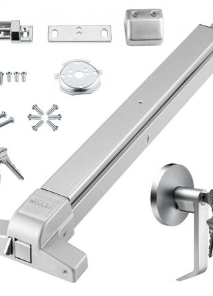 Door Push Bar Panic Exit Device, 31 Stainless Steel Commercial Emergency Exit Door Push Bar with Exterior Lever and 3 Keys, Emergency Exit Door Hardware for 30"-36" Metal Wood Door