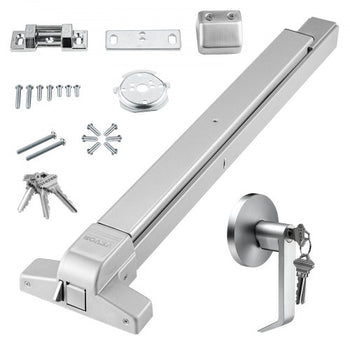 Door Push Bar Panic Exit Device, 31 Stainless Steel Commercial Emergency Exit Door Push Bar with Exterior Lever and 3 Keys, Emergency Exit Door Hardware for 30"-36" Metal Wood Door