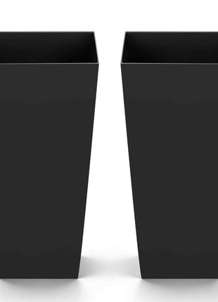 Tall Planters Set of 2, 26 Inch Large Outdoor Taper Planters for Outdoor Indoor Plants, Front Porch Plastic Modern Flower Pots with Casters, Inner Pot & Drainage Holes for Patio, Garden, Black