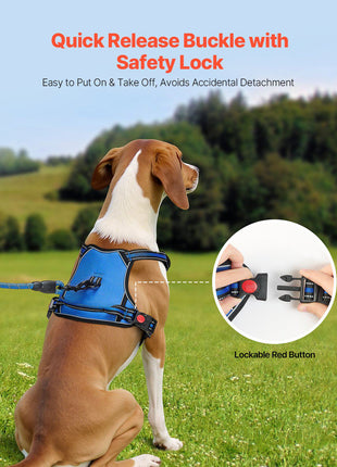 Dog Harness for Large Dogs, No Pull Adjustable Dog Vest Pet Harness, with 5ft Leash, Handle, Metal Rings, Buckles, Reflective Stitching 600D Oxford Fabric, for Training, Walking, and Hiking