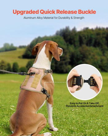 Dog Harness for Large Dogs, No Pull Tactical Dog Harness Adjustable Pet Vest, with Handle, Metal Rings, Buckles, Reflective Stitching Nylon Oxford Fabric, for Training, Walking, and Hiking