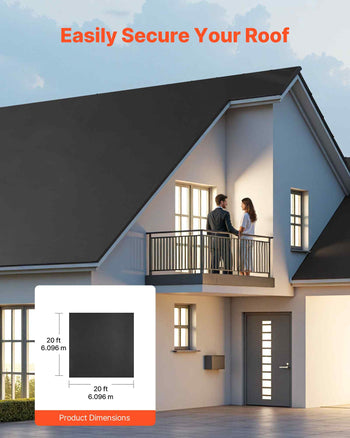 Roll Roofing, 20 x 20 ft, 45 mil EPDM Rubber Roofing, Long Lifespan & Weather-resistant, Withstands Harsh Temperatures, Flexible & Easy Installation, Roof Underlayment for RVs, Roofs, Ponds