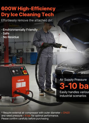 Dry Ice Blasting Machine, 11LBS (5KG) Capacity Dry Ice Cleaning Machine with 4 Nozzles, Adjustable Pressure & Dry Ice Amount, Movable Blaster Cleaner for Automotive Ship Aviation Chemical, 120V