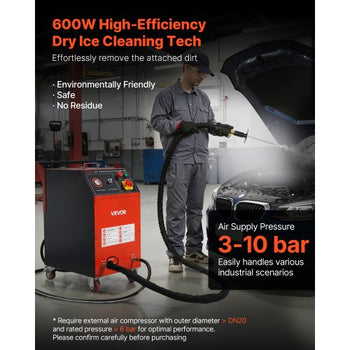 Dry Ice Blasting Machine, 16.5LBS (7.5KG) Capacity Dry Ice Cleaning Machine with 4 Nozzles, Adjustable Pressure & Dry Ice Amount, Movable Blaster Cleaner for Auto Ship Aviation Chemical, 120V