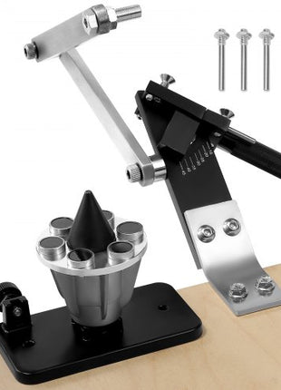 Lawn Mower Blade Sharpener and Balancer, 15° - 45° Adjustable Lawnmower Blade Sharpening Tool with 4 Adapter Pins, Ball Bearings & 25mm Enlarged Handle, Compatible with Most Angle Grinders