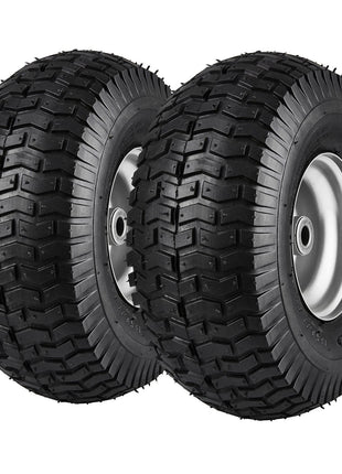 Lawn Mower Tires, 15x6-6" Lawn Tractor Tires, 2-Pack Tire and Wheel Assemblies, Turf Pneumatic Tires with 3" Centered Hub and 3/4" Bushing Size, 16 PCS Adapters for Riding Mowers Lawn Tractors