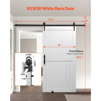 Sliding Barn Door, 42 x 84 inch, High-Strength MDF Panel, Barn Door with Hardware Kit, Water-Proof PVC Surface, Easy to Install, H-Frame, Smoothly and Quietly Sliding for Living Room, Bathroom