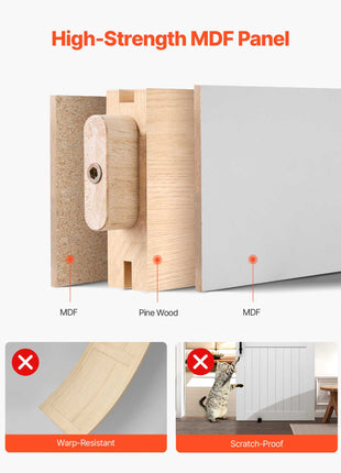 Sliding Barn Door, 42 x 84 inch, High-Strength MDF Panel, Barn Door with Hardware Kit, Water-Proof PVC Surface, Easy to Install, H-Frame, Smoothly and Quietly Sliding for Living Room, Bathroom