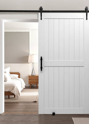 Sliding Barn Door, 42 x 84 inch, High-Strength MDF Panel, Barn Door with Hardware Kit, Water-Proof PVC Surface, Easy to Install, H-Frame, Smoothly and Quietly Sliding for Living Room, Bathroom