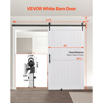 Sliding Barn Door, 48 x 84 inch, High-Strength MDF Panel, Barn Door with Hardware Kit, Water-Proof PVC Surface, Easy to Install, H-Frame, Smoothly and Quietly Sliding for Living Room, Bathroom