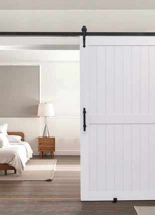 Sliding Barn Door, 48 x 84 inch, High-Strength MDF Panel, Barn Door with Hardware Kit, Water-Proof PVC Surface, Easy to Install, H-Frame, Smoothly and Quietly Sliding for Living Room, Bathroom