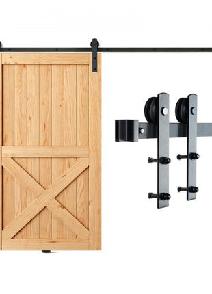 8FT Sliding Barn Door Hardware Kit, 330LBS Loading Heavy Duty Barn Door Track Kit for Single Door, Fit 3.7-4.3FT Wide and 1.3"-1.8" Thick Door Panel, with Smooth & Silent Pulley (I Shape)