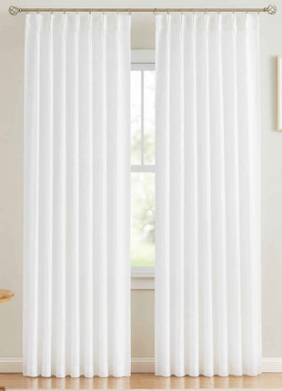 Sheer Curtains, 84 inches Long, 2 Panels Set Sheer White Curtains, Each 52" W x 84" L, Dual Rod Pocket Installation, 100% Polyester Window Drapes for Bedroom, Living Room, Balcony, Yard