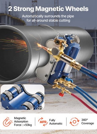 Electromagnetic Gas Pipe Cutting Machine, 2"-30"/Min Automatic Pipe Beveler for 0.2"-4" Thick Tube, Features 3 Tips & Adjustable Angles, Torch Burner Beveler, Magnetic Gas Machine 110V CG2-11C