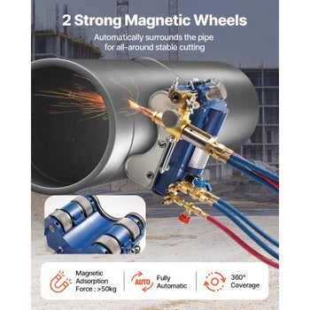 Electromagnetic Gas Pipe Cutting Machine, 2"-30"/Min Automatic Pipe Beveler for 0.2"-4" Thick Tube, Features 3 Tips & Adjustable Angles, Torch Burner Beveler, Magnetic Gas Machine 110V CG2-11C